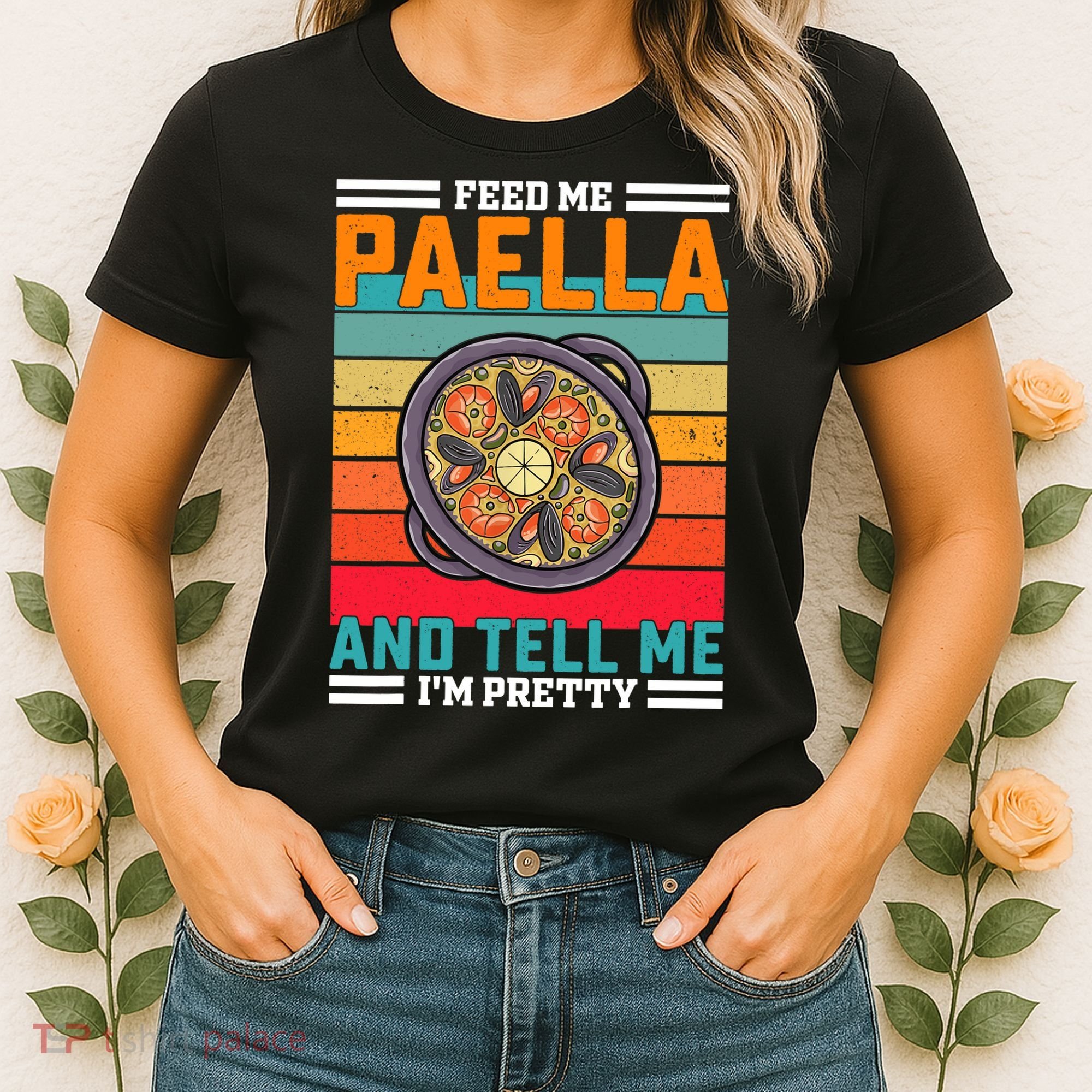 Retro Feed Me Paella Funny Saying Spanish Food Women's T-Shirt