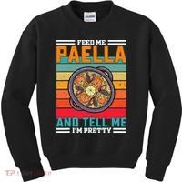 Retro Feed Me Paella Funny Saying Spanish Food Kids Sweatshirt thumb 0