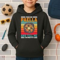 Retro Feed Me Paella Funny Saying Spanish Food Kids Hoodie thumb 2