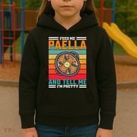Retro Feed Me Paella Funny Saying Spanish Food Kids Hoodie thumb 3