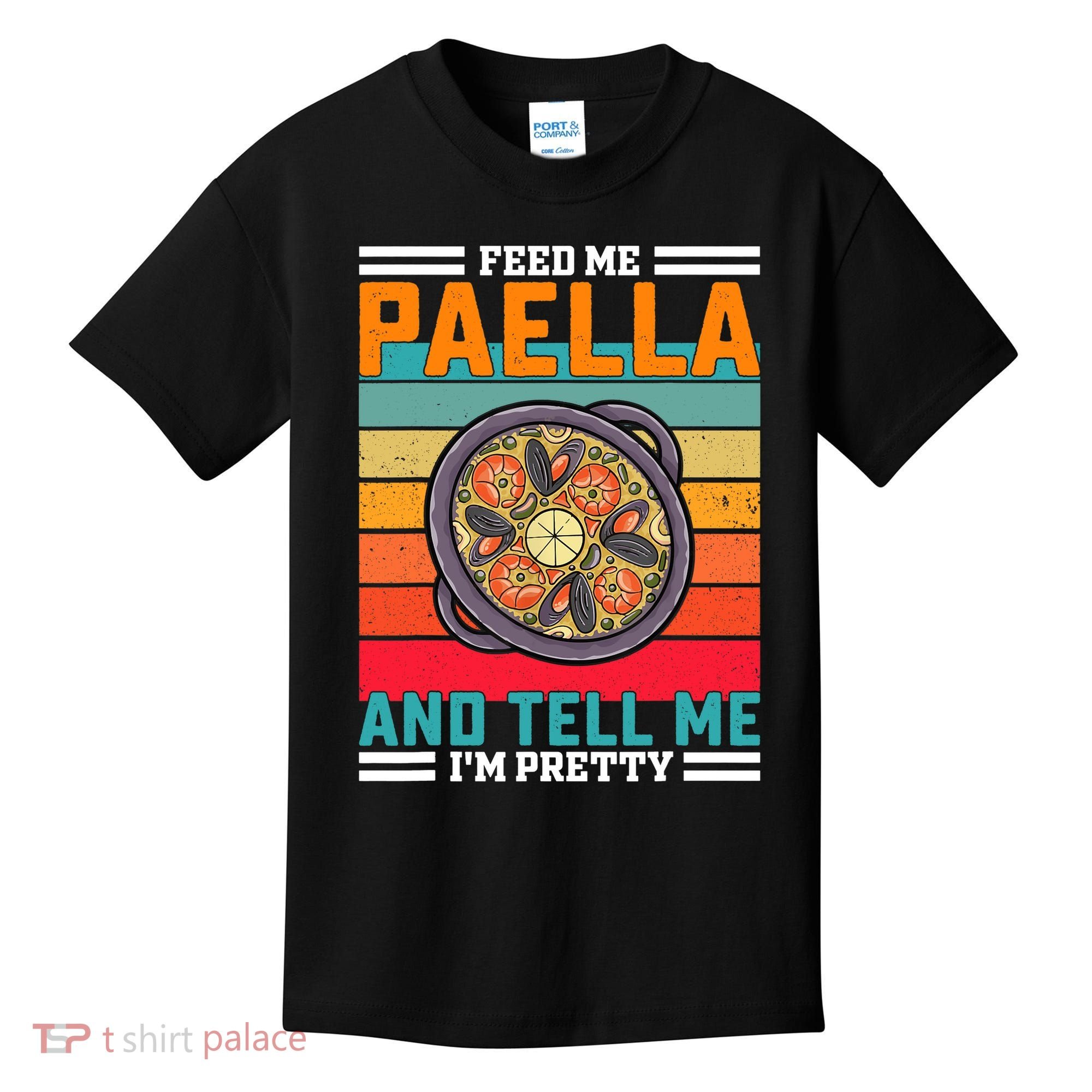 Retro Feed Me Paella Funny Saying Spanish Food Kids T-Shirt