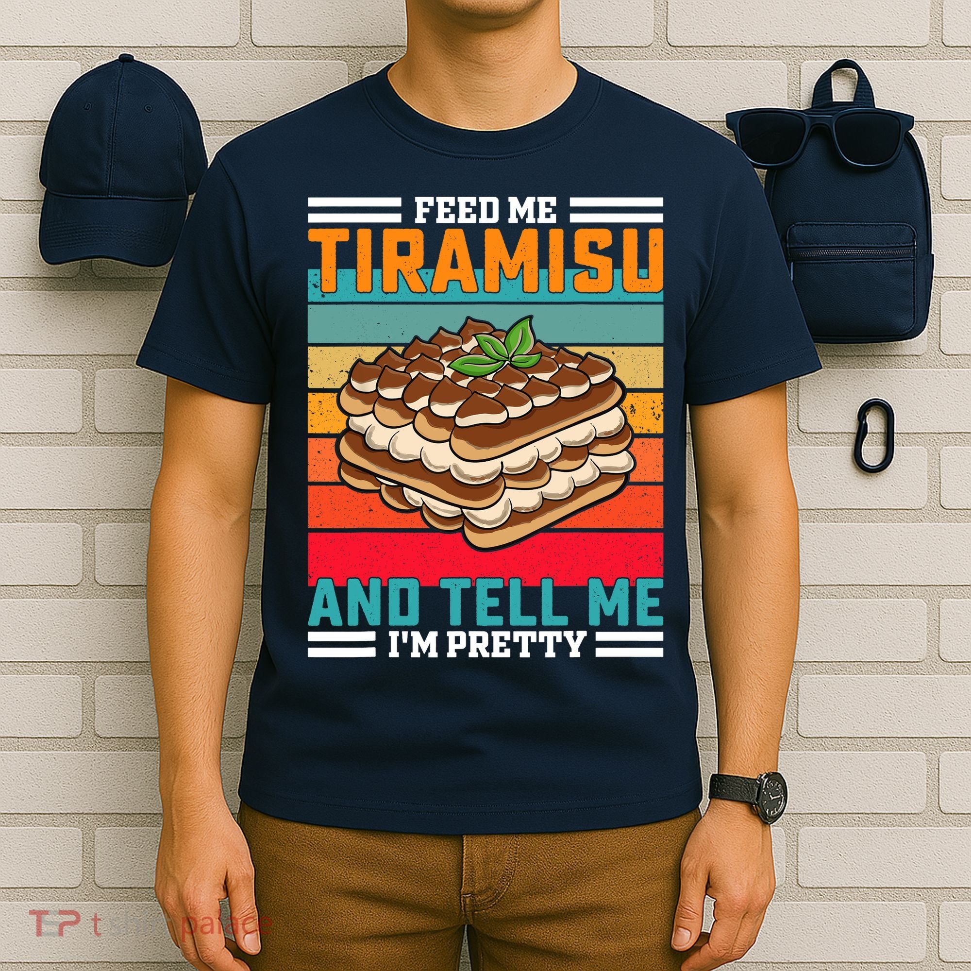 Retro Feed Me Tiramisu Funny Saying Italian Dessert T-Shirt