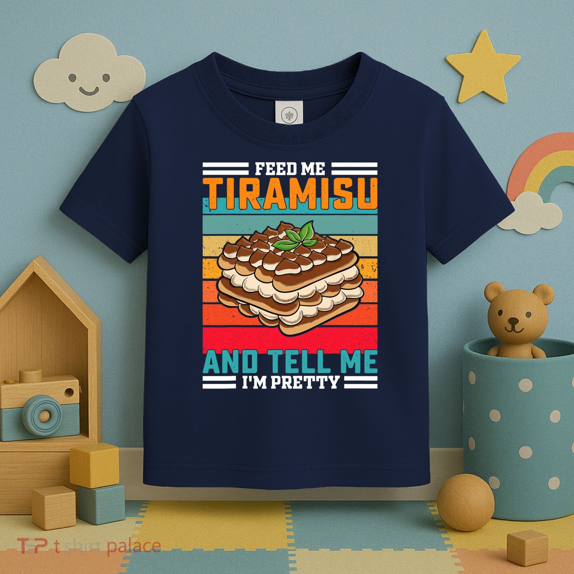 Retro Feed Me Tiramisu Funny Saying Italian Dessert Toddler T-Shirt