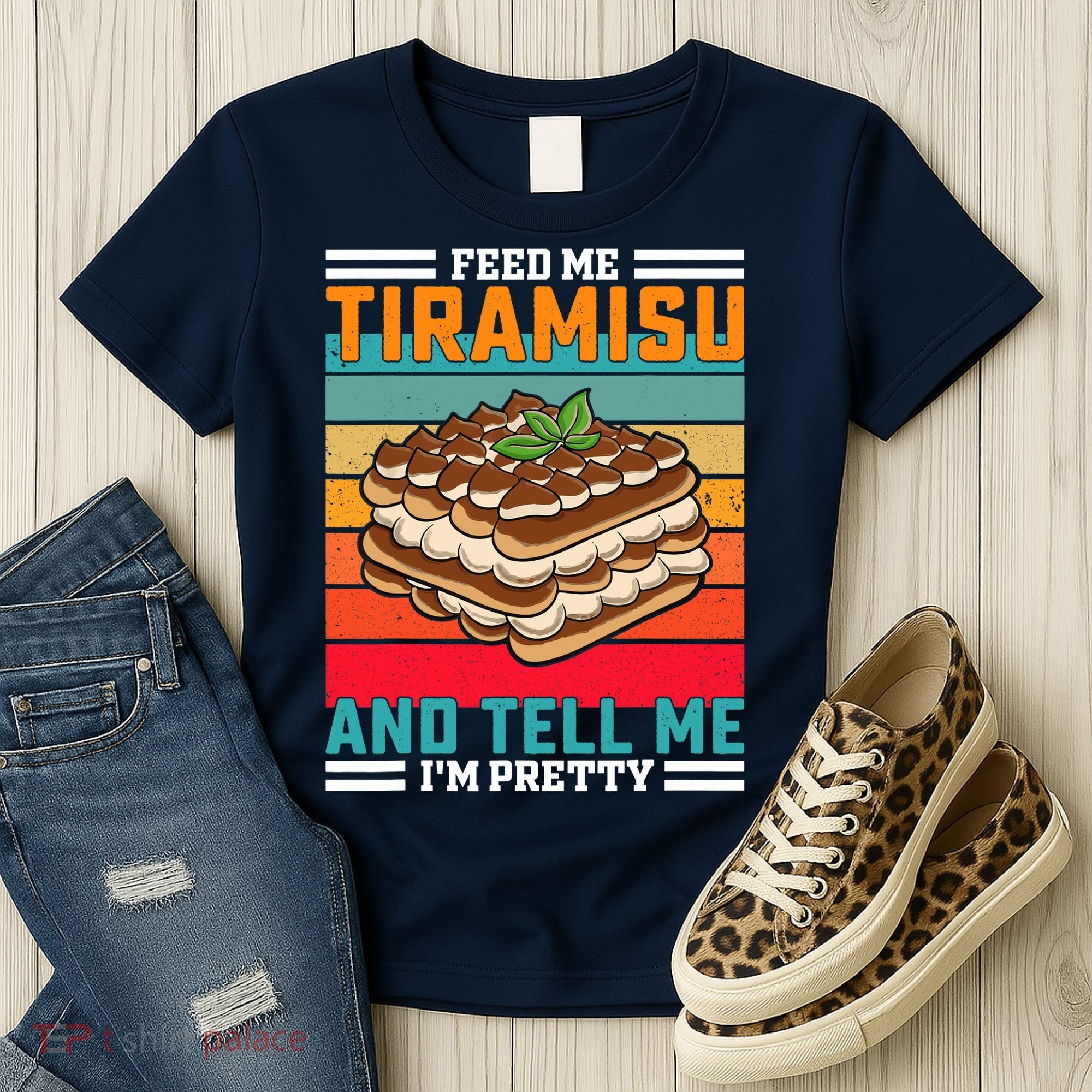 Retro Feed Me Tiramisu Funny Saying Italian Dessert Women's T-Shirt