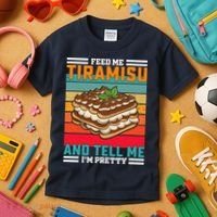 Retro Feed Me Tiramisu Funny Saying Italian Dessert Kids T-Shirt thumb 3