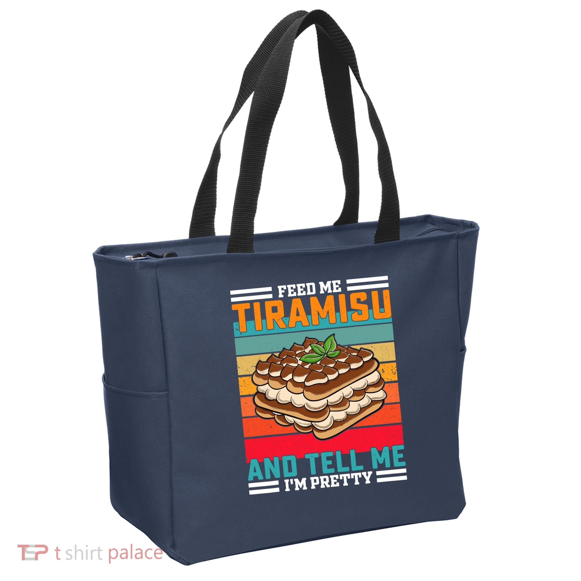 Retro Feed Me Tiramisu Funny Saying Italian Dessert Tote Bag
