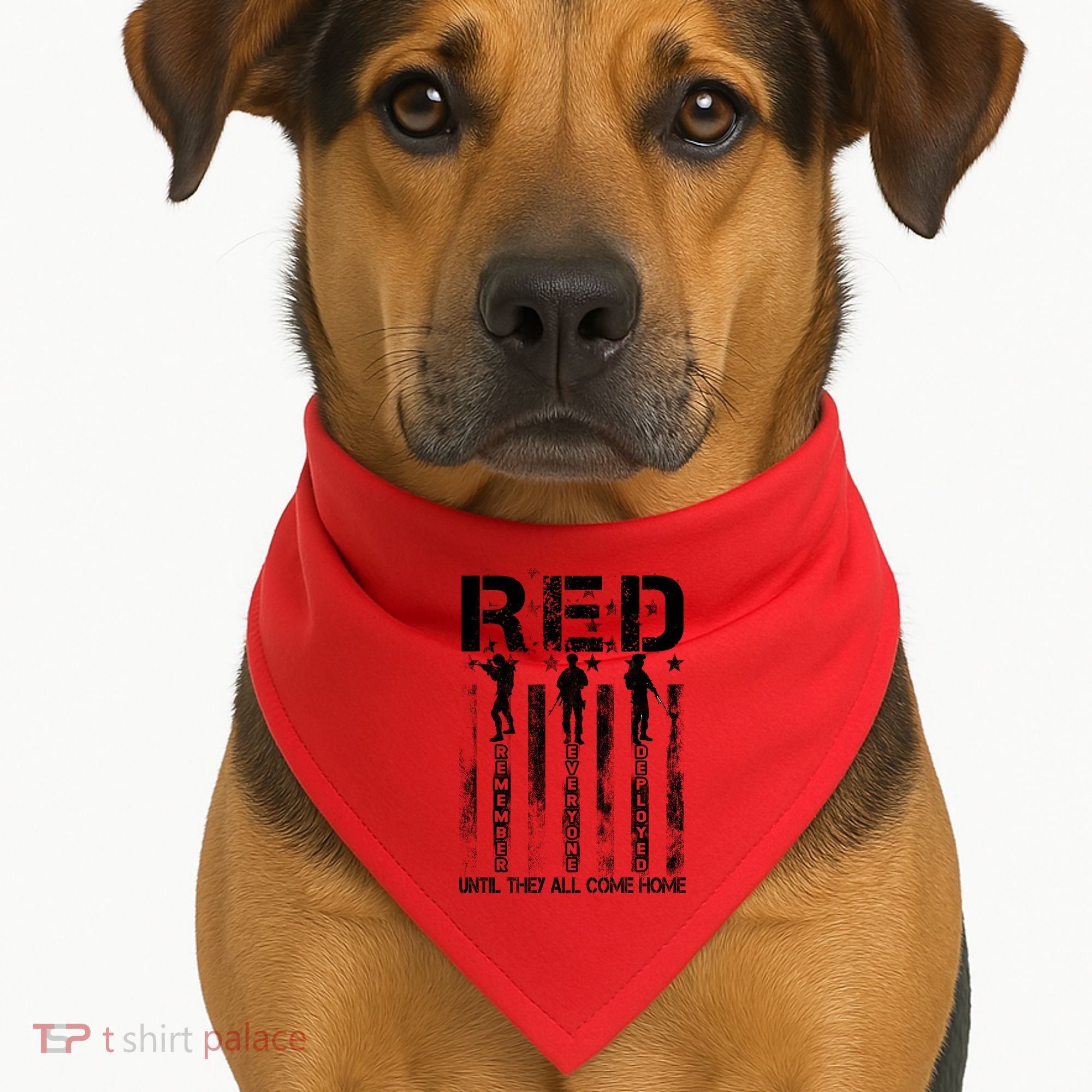RED Friday Military Until They Come Home American Flag USA-Made Doggie Bandana