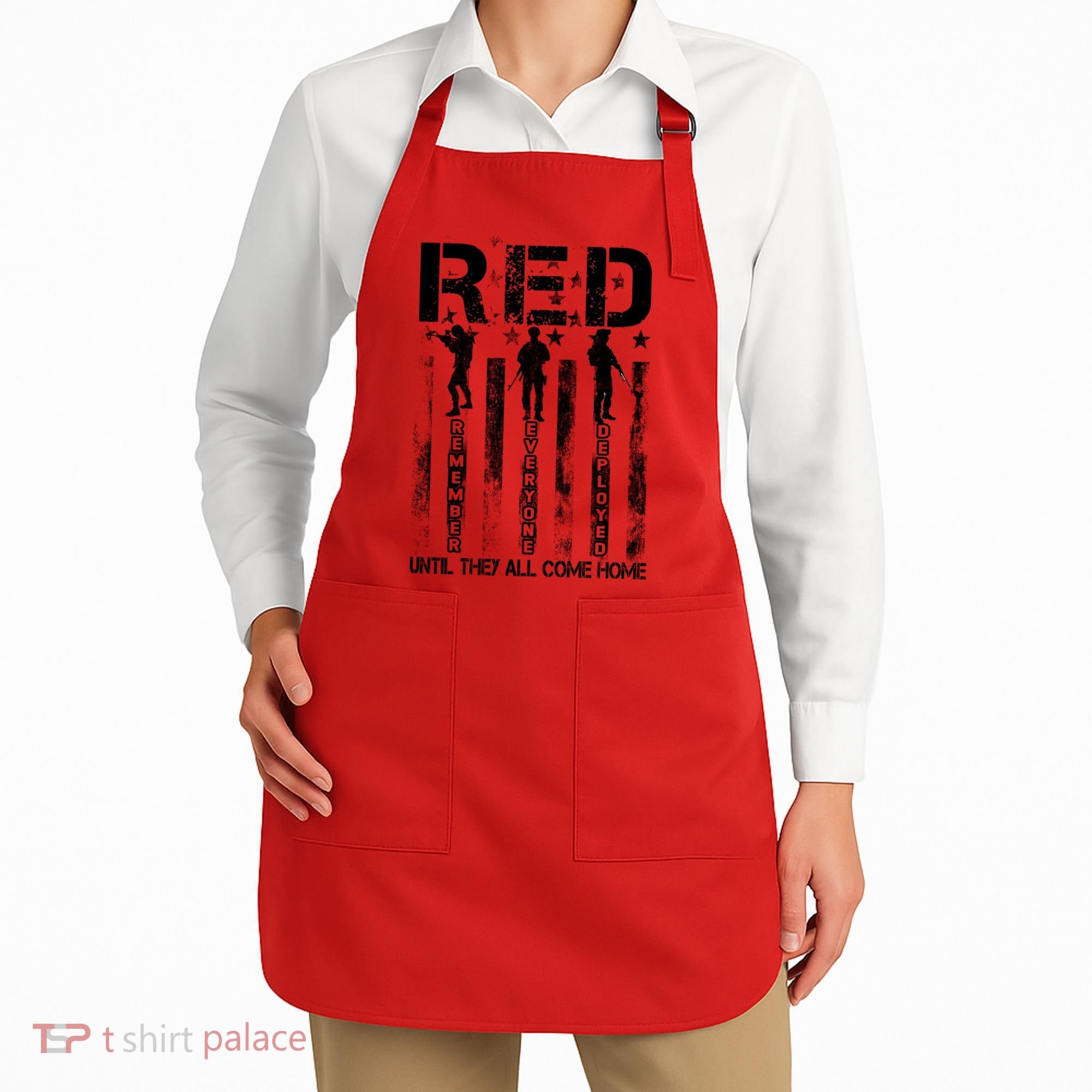 RED Friday Military Until They Come Home American Flag Apron