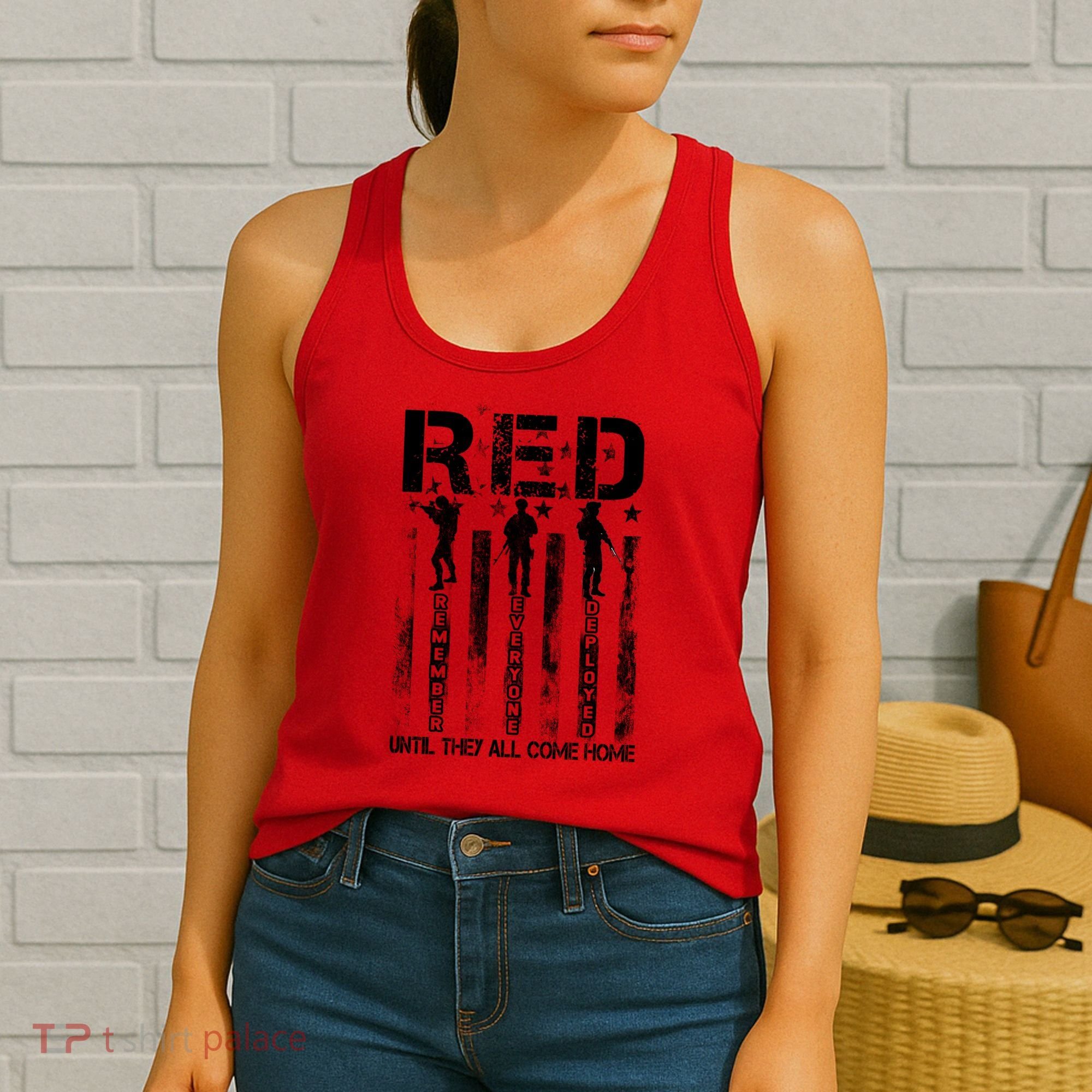RED Friday Military Until They Come Home American Flag Women's Tank Top