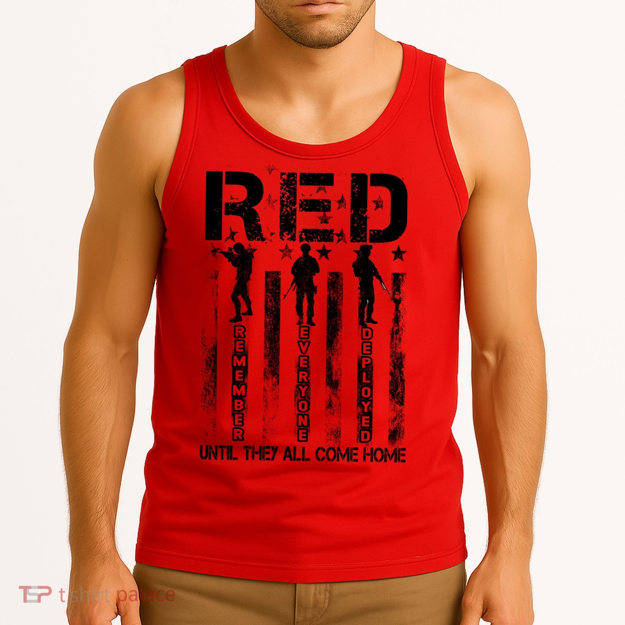 RED Friday Military Until They Come Home American Flag Tank Top