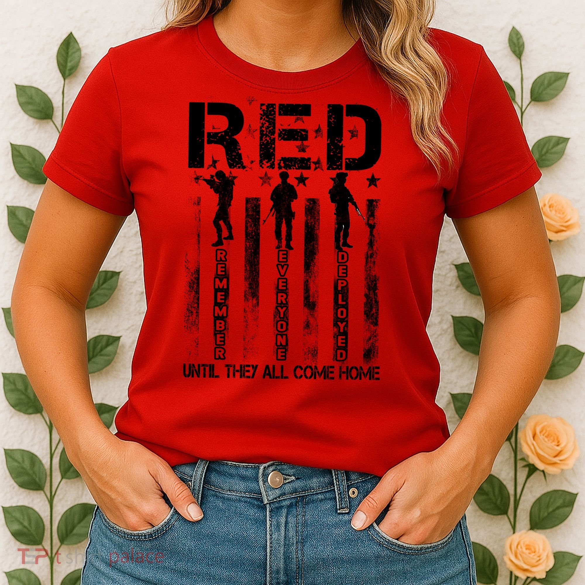 RED Friday Military Until They Come Home American Flag Women's T-Shirt