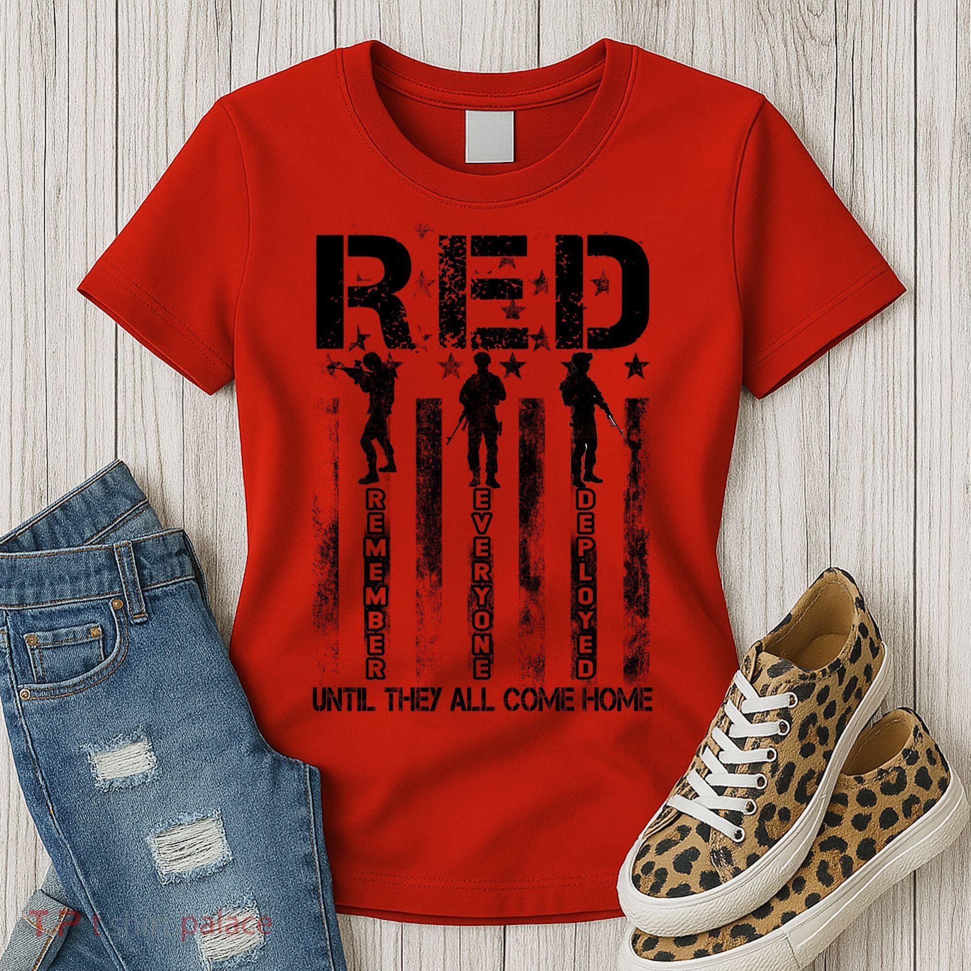 RED Friday Military Until They Come Home American Flag Women's T-Shirt
