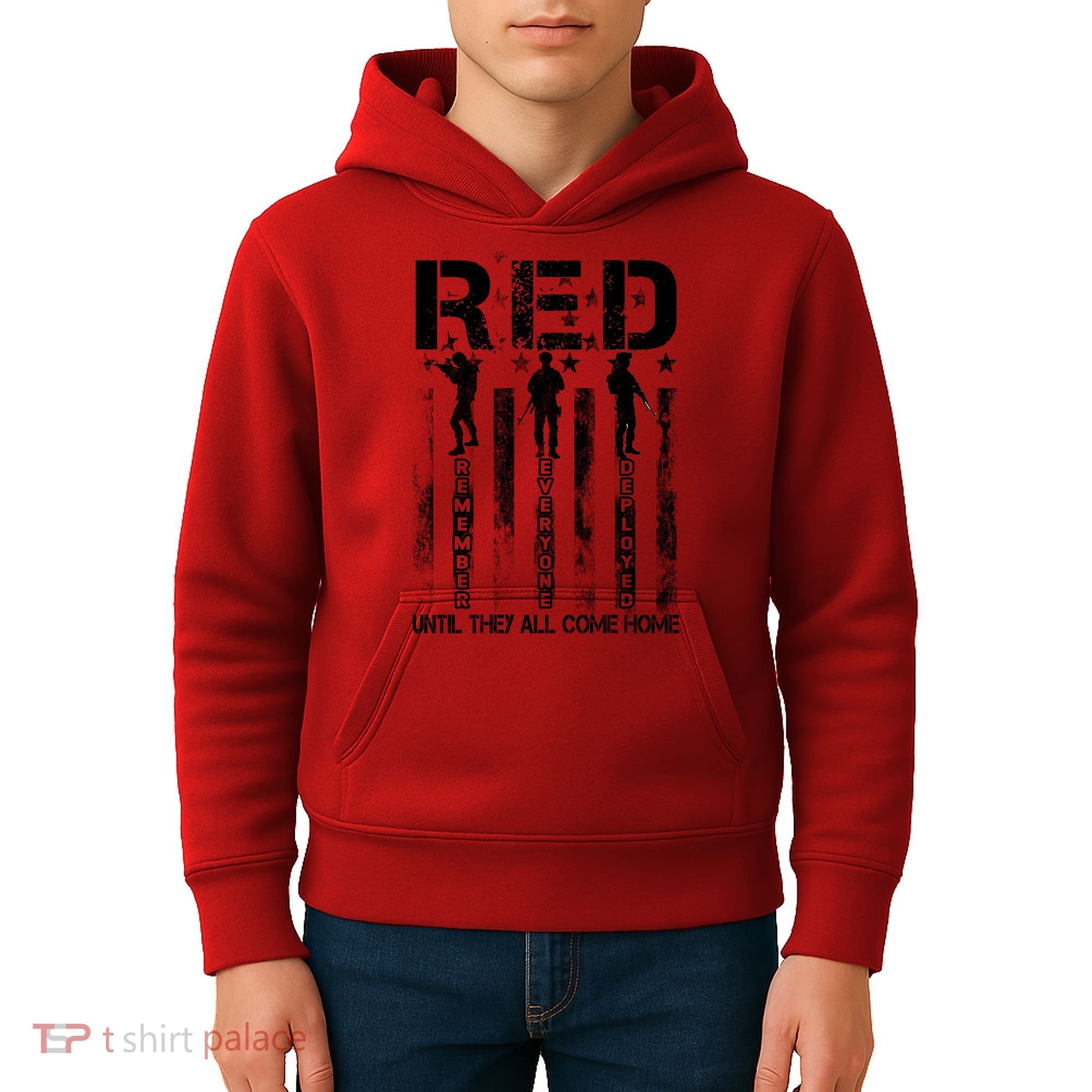 RED Friday Military Until They Come Home American Flag Kids Hoodie