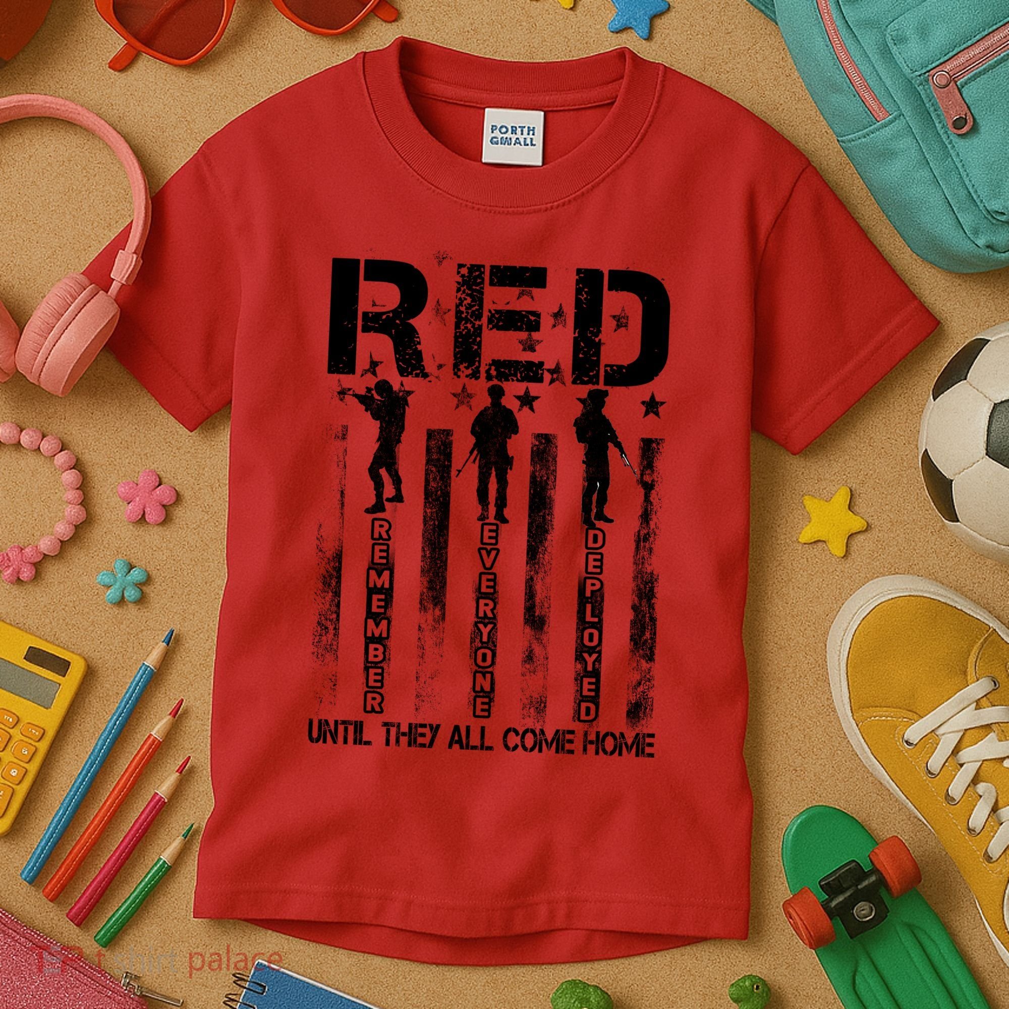 RED Friday Military Until They Come Home American Flag Kids T-Shirt