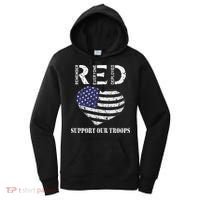 RED Friday Military Support Our Troops Heart Retro US Flag Women's Hoodie thumb 0