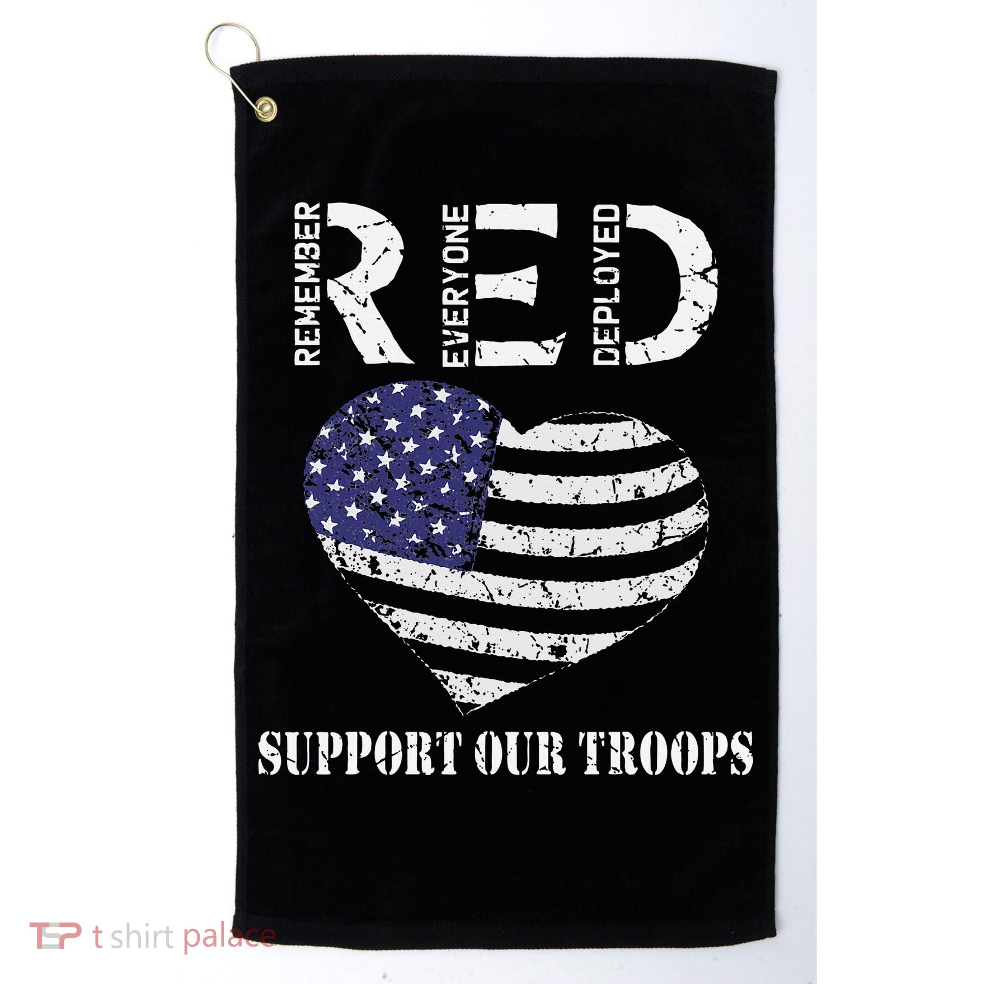 RED Friday Military Support Our Troops Heart Retro US Flag Golf Towel