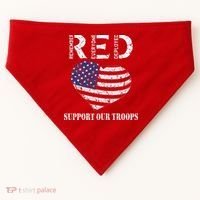 RED Friday Military Support Our Troops Heart Retro US Flag USA-Made Doggie Bandana thumb 0
