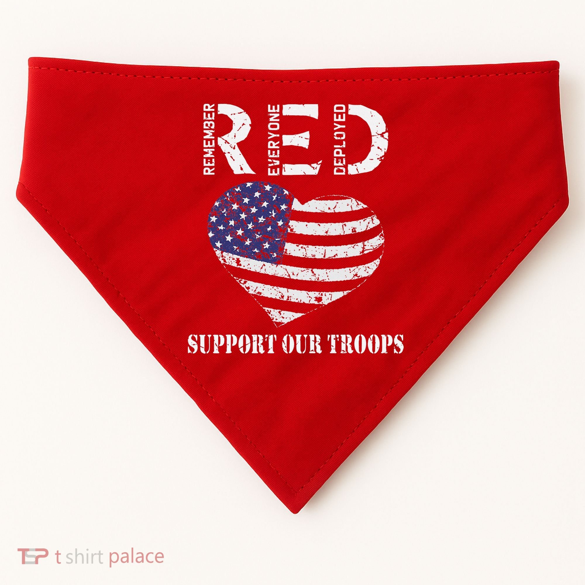 RED Friday Military Support Our Troops Heart Retro US Flag USA-Made Doggie Bandana