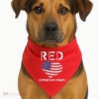 RED Friday Military Support Our Troops Heart Retro US Flag USA-Made Doggie Bandana thumb 1
