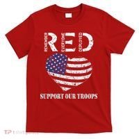 RED Friday Military Support Our Troops Heart Retro US Flag T-Shirt thumb 0