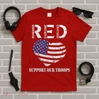 RED Friday Military Support Our Troops Heart Retro US Flag T-Shirt thumb 5