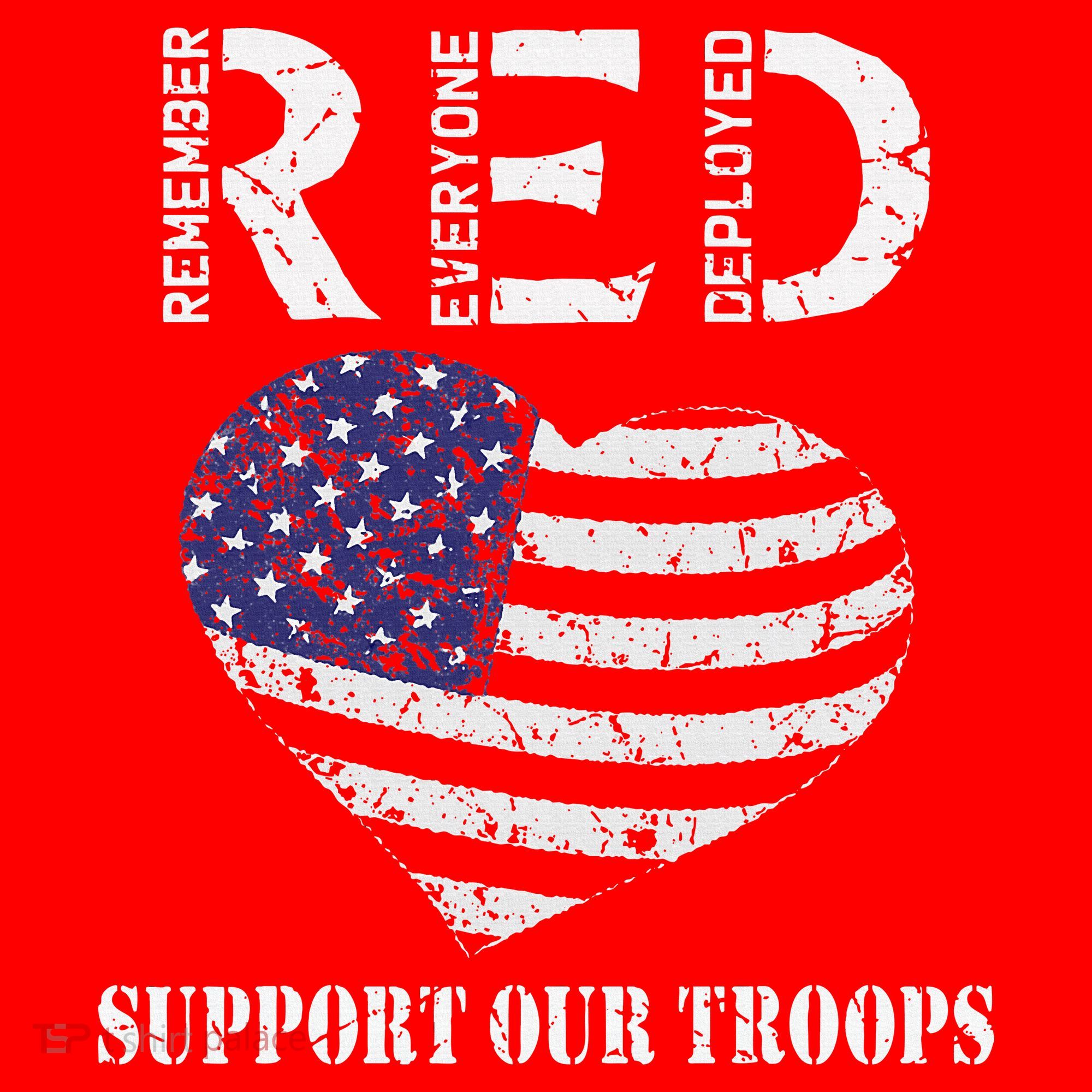 RED Friday Military Support Our Troops Heart Retro US Flag T-Shirt