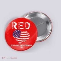 RED Friday Military Support Our Troops Heart Retro US Flag Button thumb 0
