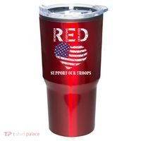 RED Friday Military Support Our Troops Heart Retro US Flag Tumbler thumb 0