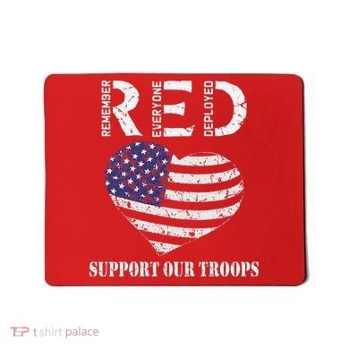 RED Friday Military Support Our Troops Heart Retro US Flag Mousepad