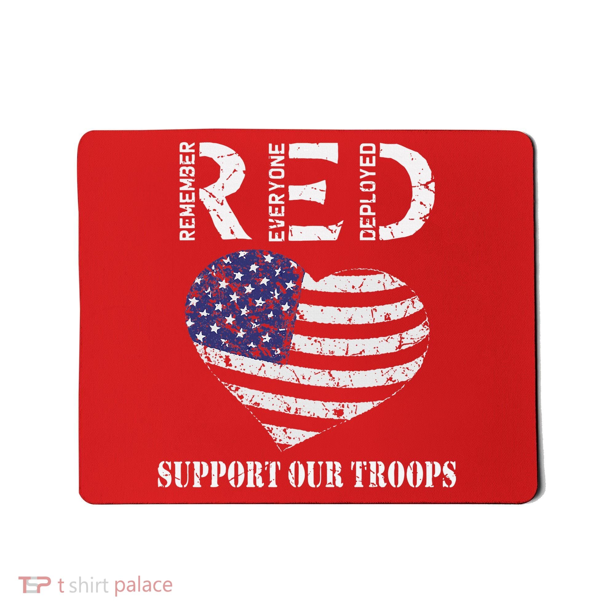 RED Friday Military Support Our Troops Heart Retro US Flag Mousepad