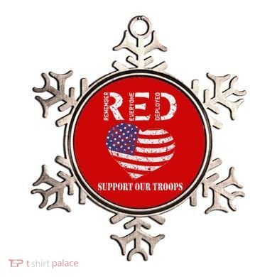 RED Friday Military Support Our Troops Heart Retro US Flag Ornament