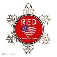 RED Friday Military Support Our Troops Heart Retro US Flag Ornament thumb 0