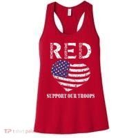 RED Friday Military Support Our Troops Heart Retro US Flag Women's Tank Top thumb 0