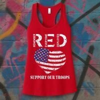 RED Friday Military Support Our Troops Heart Retro US Flag Women's Tank Top thumb 3