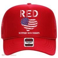 RED Friday Military Support Our Troops Heart Retro US Flag Hat thumb 0