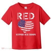 RED Friday Military Support Our Troops Heart Retro US Flag Toddler T-Shirt thumb 0