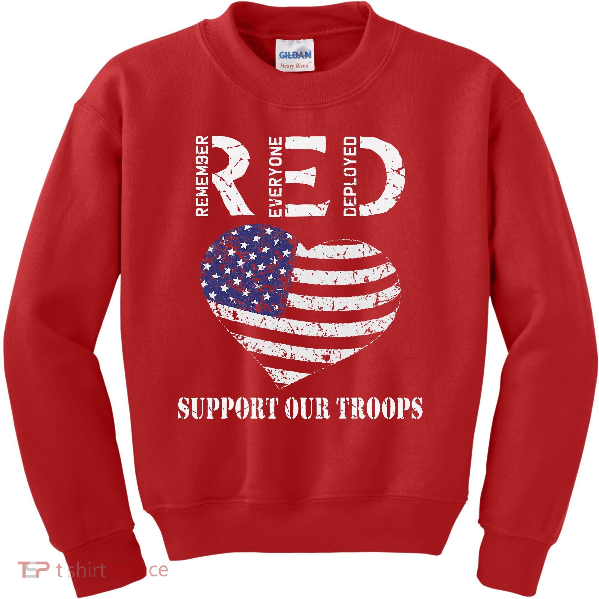RED Friday Military Support Our Troops Heart Retro US Flag Kids Sweatshirt