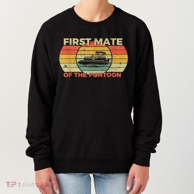 Retro First Mate Pontoon Captain Boat Boating Pontooning Women's Sweatshirt