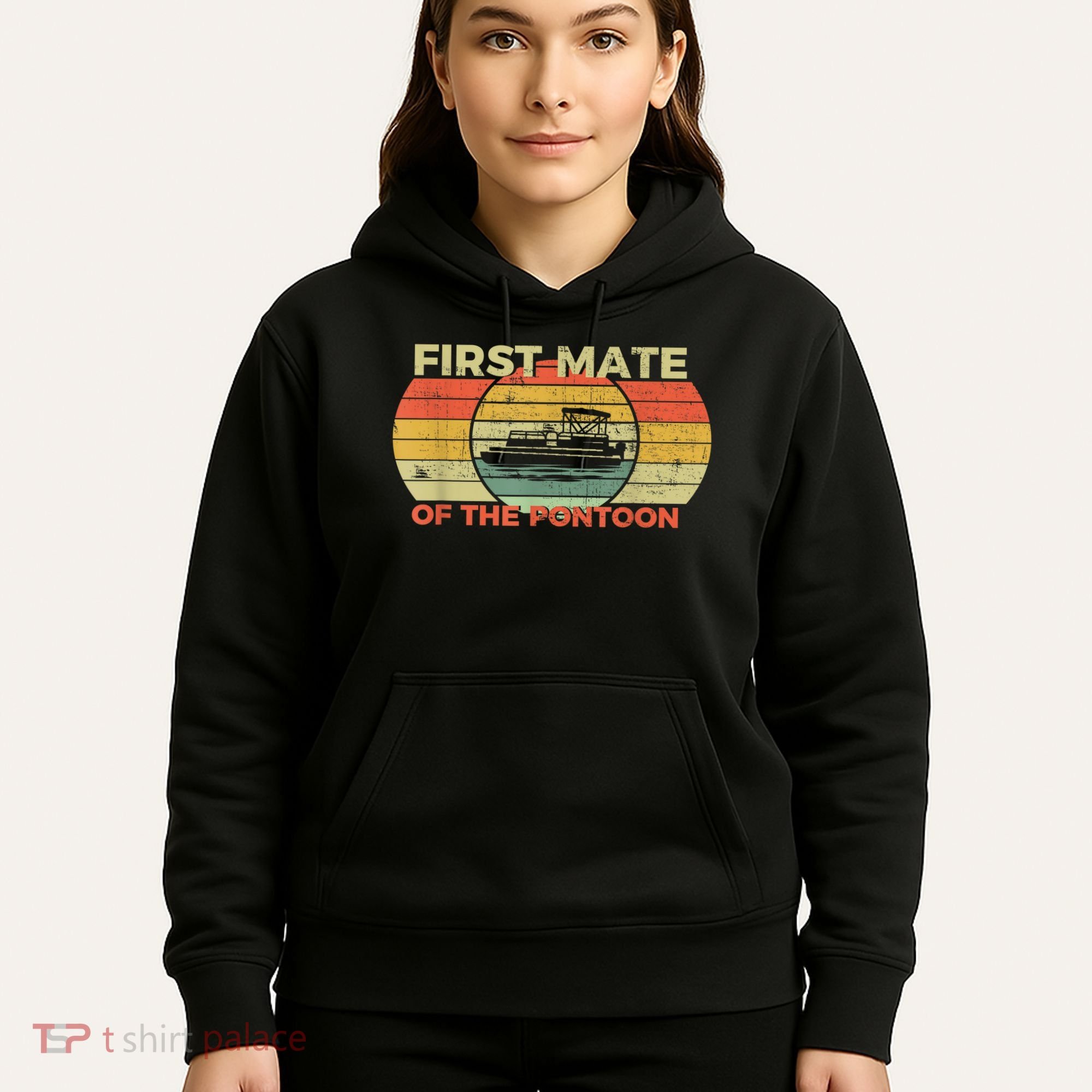 Retro First Mate Pontoon Captain Boat Boating Pontooning Hoodie