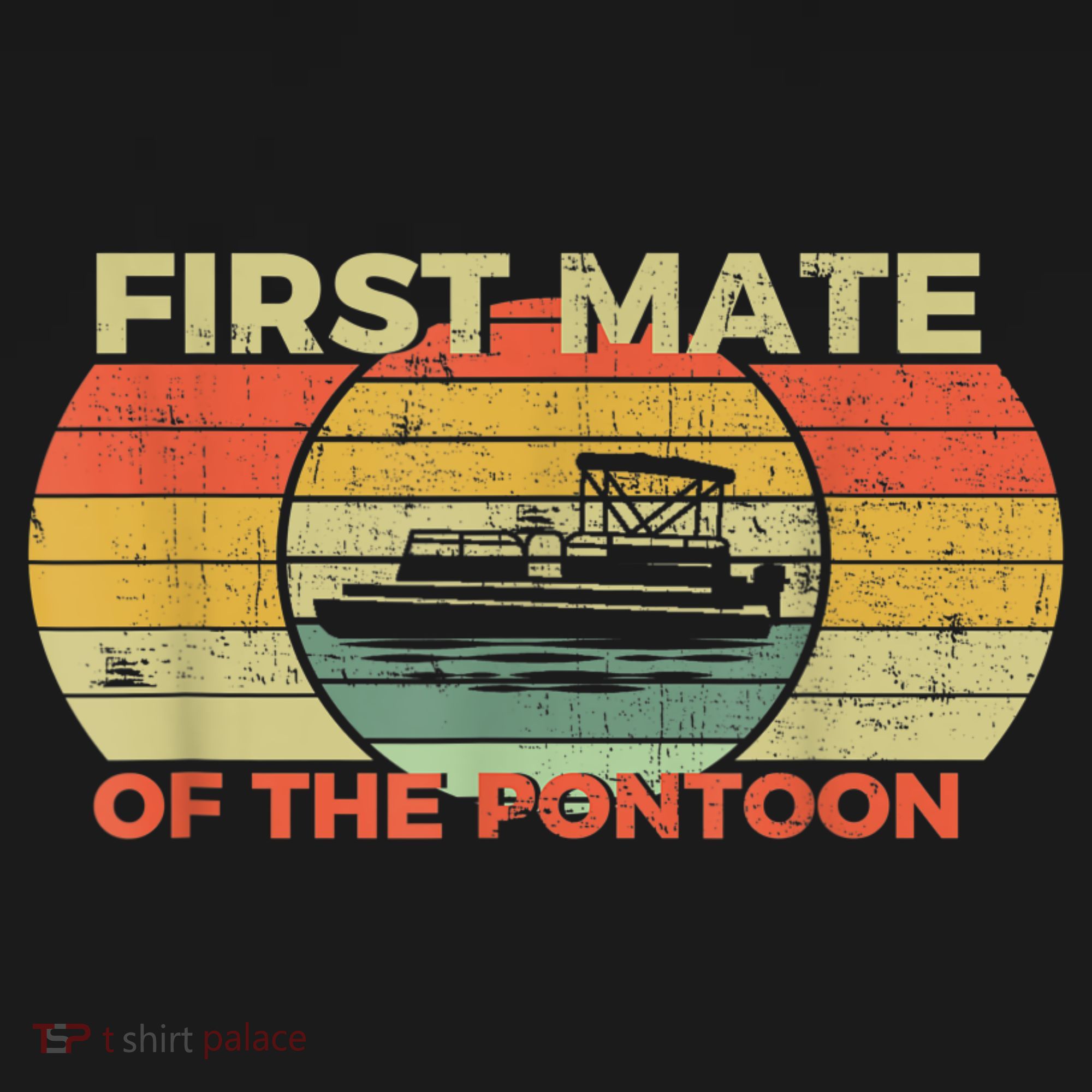 Retro First Mate Pontoon Captain Boat Boating Pontooning Button