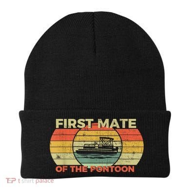 Retro First Mate Pontoon Captain Boat Boating Pontooning Beanie