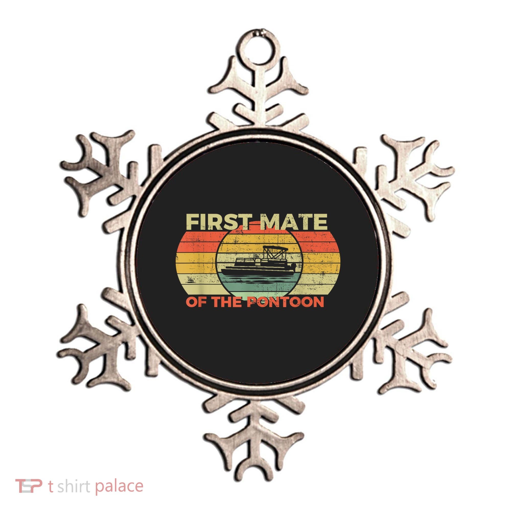 Retro First Mate Pontoon Captain Boat Boating Pontooning Ornament