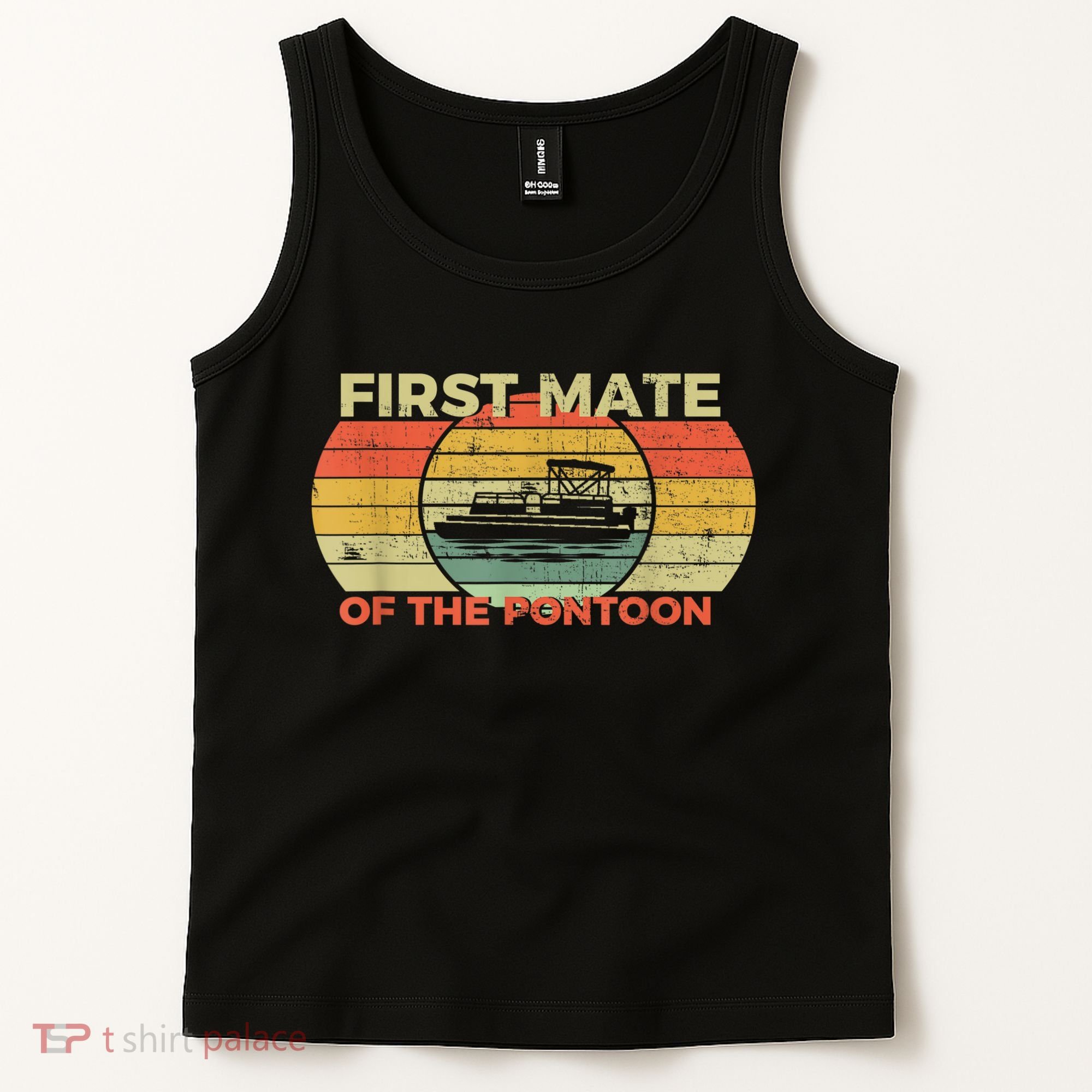 Retro First Mate Pontoon Captain Boat Boating Pontooning Tank Top