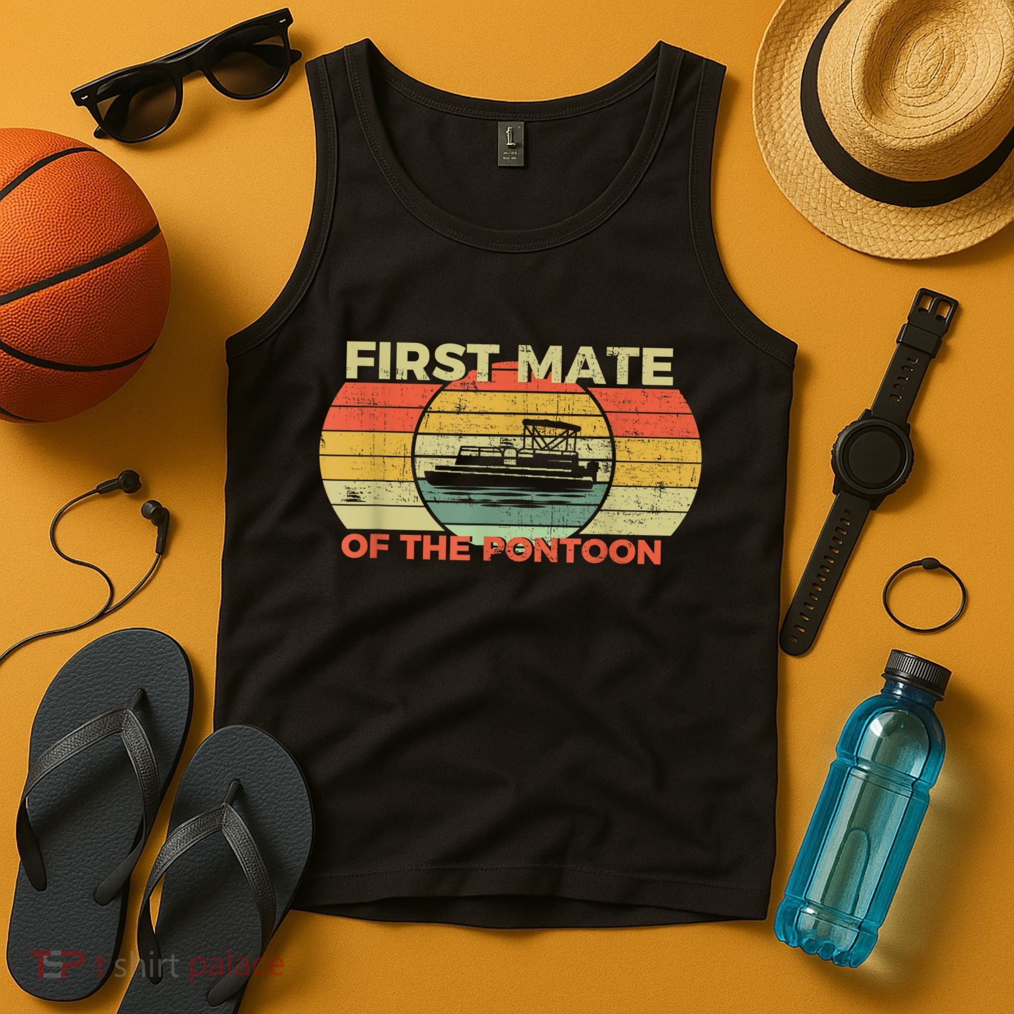 Retro First Mate Pontoon Captain Boat Boating Pontooning Tank Top