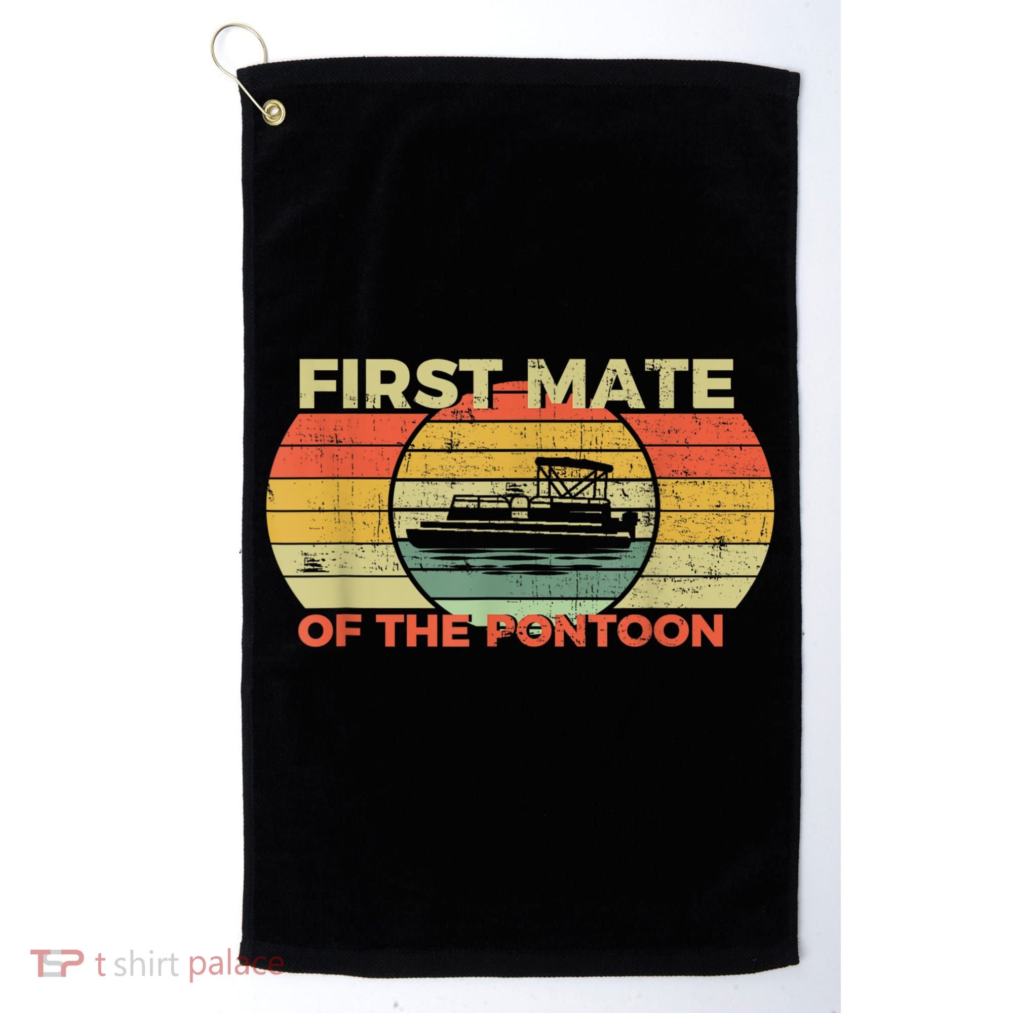 Retro First Mate Pontoon Captain Boat Boating Pontooning Golf Towel