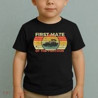 Retro First Mate Pontoon Captain Boat Boating Pontooning Toddler T-Shirt thumb 2
