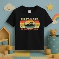 Retro First Mate Pontoon Captain Boat Boating Pontooning Toddler T-Shirt thumb 3