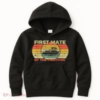 Retro First Mate Pontoon Captain Boat Boating Pontooning Kids Hoodie thumb 0