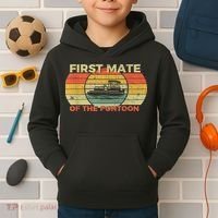 Retro First Mate Pontoon Captain Boat Boating Pontooning Kids Hoodie thumb 2