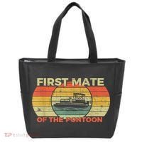 Retro First Mate Pontoon Captain Boat Boating Pontooning Tote Bag thumb 0